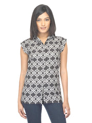 W Women Printed Dark Brown Top