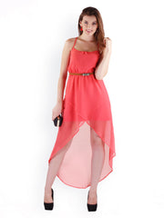 20D Coral Pink High-Low Dress
