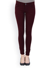 20D Women Burgundy Slim Fit Jeans