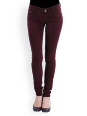 20D Women Burgundy Slim Fit Jeans