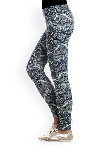 20D Women Navy &amp; White Printed Ankle Length Leggings