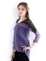 20D Women Purple Sheer Top