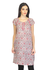 W Women Printed White &amp; Red Kurta