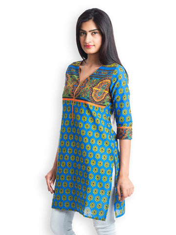 499 Women Blue Printed Kurta