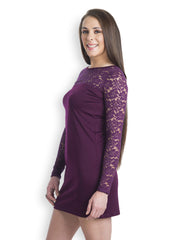 499 Purple Shift Lace Dress