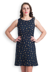 499 Navy Printed Shift Dress