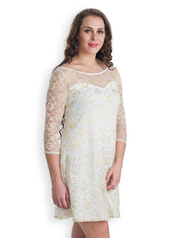 499 White Lace Fit &amp; Flare Dress
