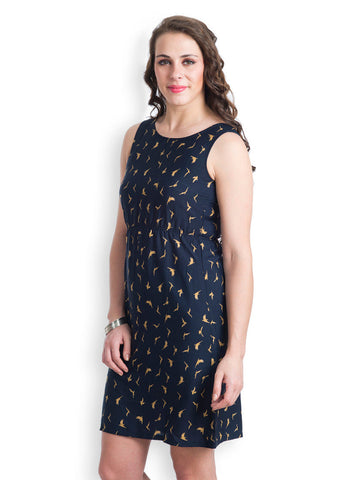 499 Navy Printed Shift Dress