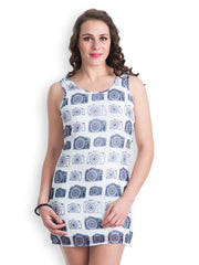 499 White Camera Print Shift Dress