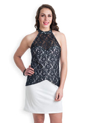 499 White &amp; Black Bodycon Dress
