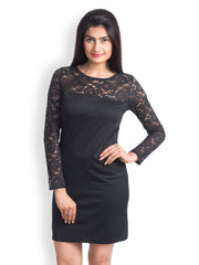 499 Black Lace Shift Dress