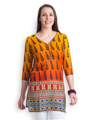 499 Women Orange Printed Kurta