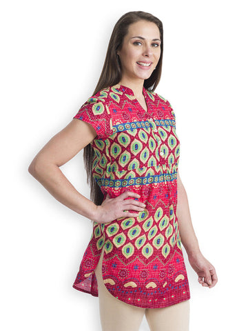 499 Women Red Printed Kurti
