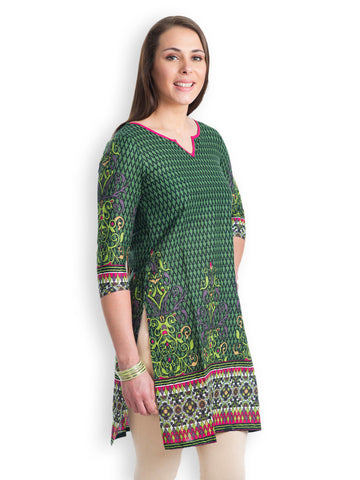 499 Women Green Printed Kurti