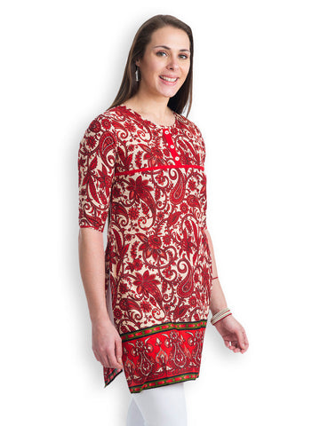 499 Women Red Paisley Print Kurti