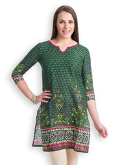 499 Women Green Printed Kurti