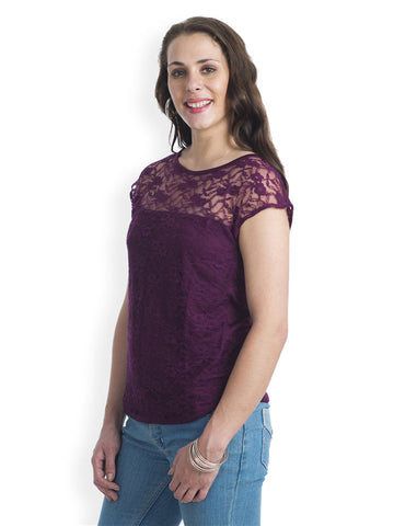499 Women Purple Lace Top