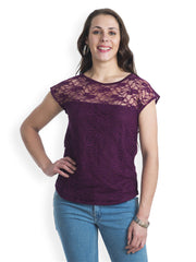 499 Women Purple Lace Top