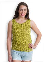 499 Women Yellow Printed Top