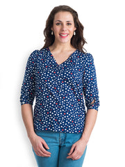 499 Women Navy Printed Top