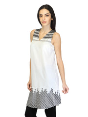 W Women Printed Off White Kurta