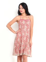 AND by Anita Dongre Beige &amp; Pink Lace A-line Dress