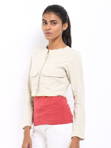AND by Anita Dongre Women Beige Cropped Jacket