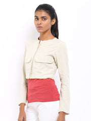 AND by Anita Dongre Women Beige Cropped Jacket