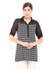 AND by Anita Dongre Women Black &amp; White Printed Tunic