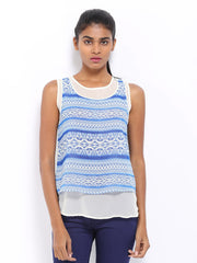 AND by Anita Dongre Women Blue &amp; White Layered Top