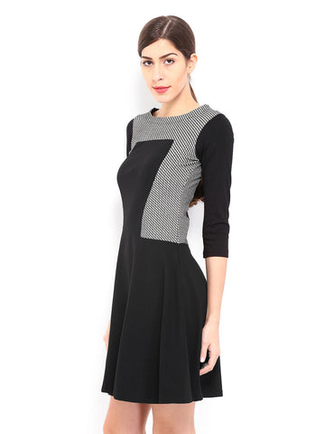 AND by Anita Dongre Black &amp; Off-White Embroidered Skater Dress