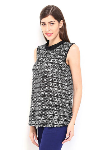 AND by Anita Dongre Women Black &amp; White Printed Top
