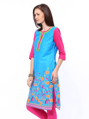 Aurelia Women Blue Floral Print Kurta