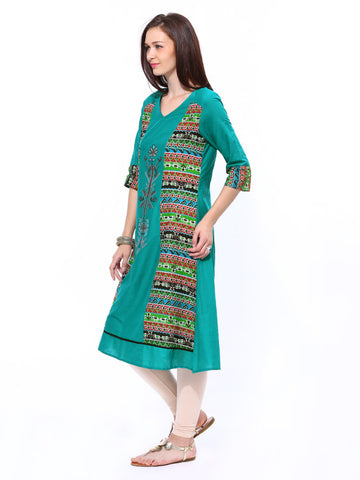 Aurelia Women Teal Green A-line Kurta