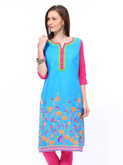 Aurelia Women Blue Floral Print Kurta