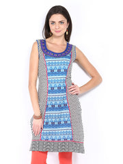 Aaboli Women Black &amp; White Printed Kurta