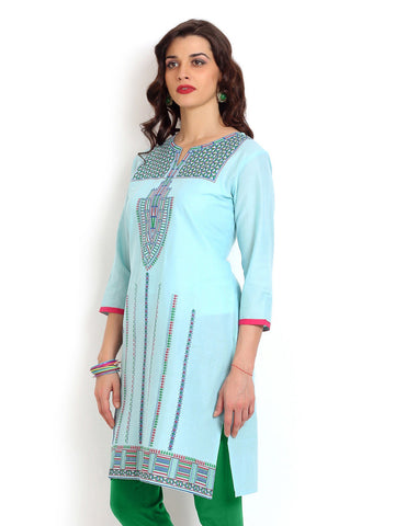 Aaboli Women Blue Printed Kurta