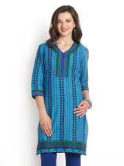 Aaboli Women Blue Printed Kurta