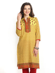 Aaboli Women Yellow Printed Kurta