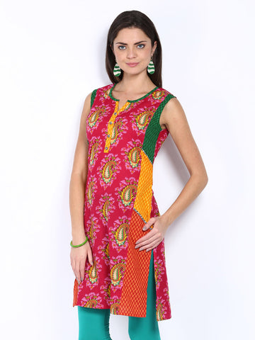 Aaboli Women Dark Pink Printed Kurta