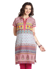 Aaboli Women Pink &amp; Blue Printed Kurta