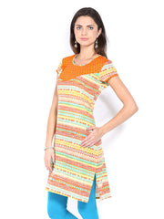 Aaboli Women Yellow &amp; Orange Printed Kurta