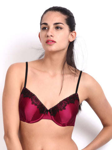 Amante Glamour Red &amp; Black Luxury Silk Bra BGLU21