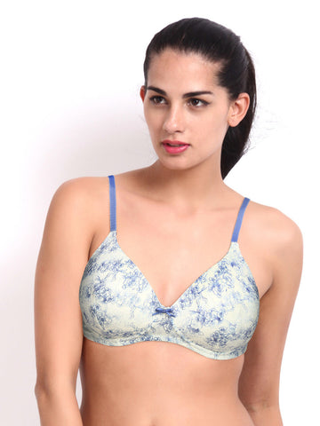 Amante Petal Passion White &amp; Lavender Printed Bra BCPR03