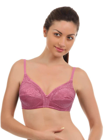 Amante Women Dark Pink Floral Luxury Bra BCFR05