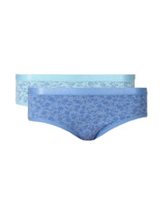 Amante Women Pack of 2 Blue Cotton Hipster Briefs