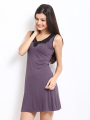 Amante Women Purple Lace Nightdress SGVM01