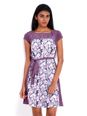 Amari West Purple Printed Fit &amp; Flare Dress