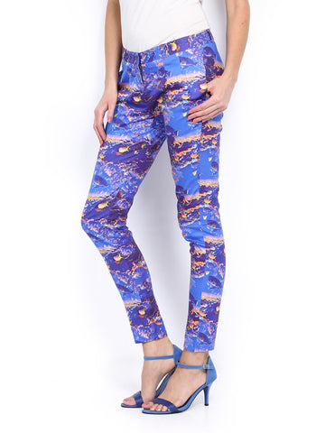 Amari West Women Blue Printed Trousers