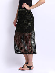American Laundry Black Net Midi Skirt